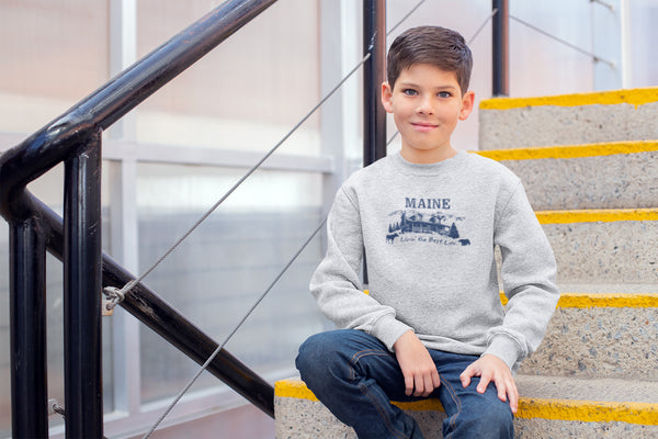 heather grey youth sweatshirt Maine