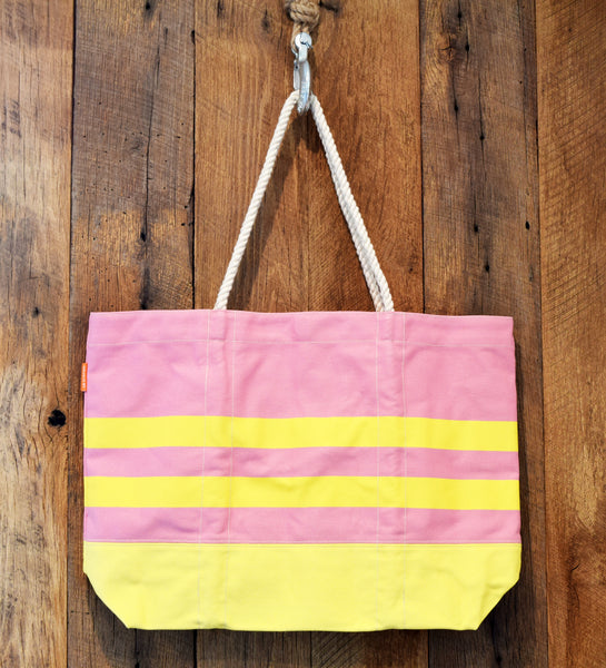 coral and yellow beach bag