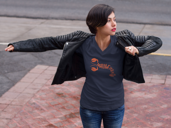 navy women's v-neck t-shirt lobster