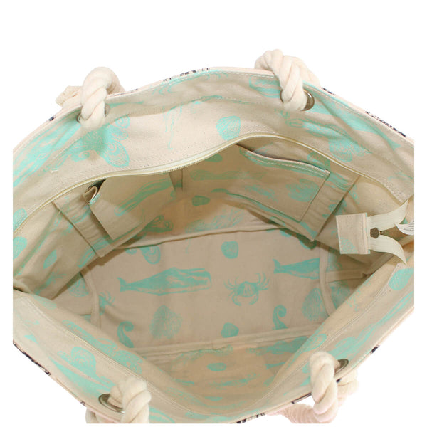 nautical beach bag inside view