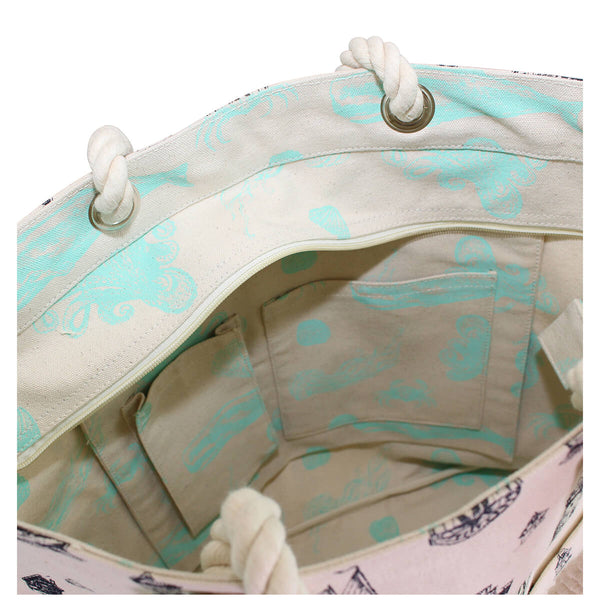 nautical beach bag pocket view