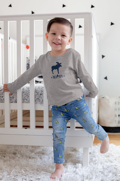 Maine toddler long sleeve moose tee