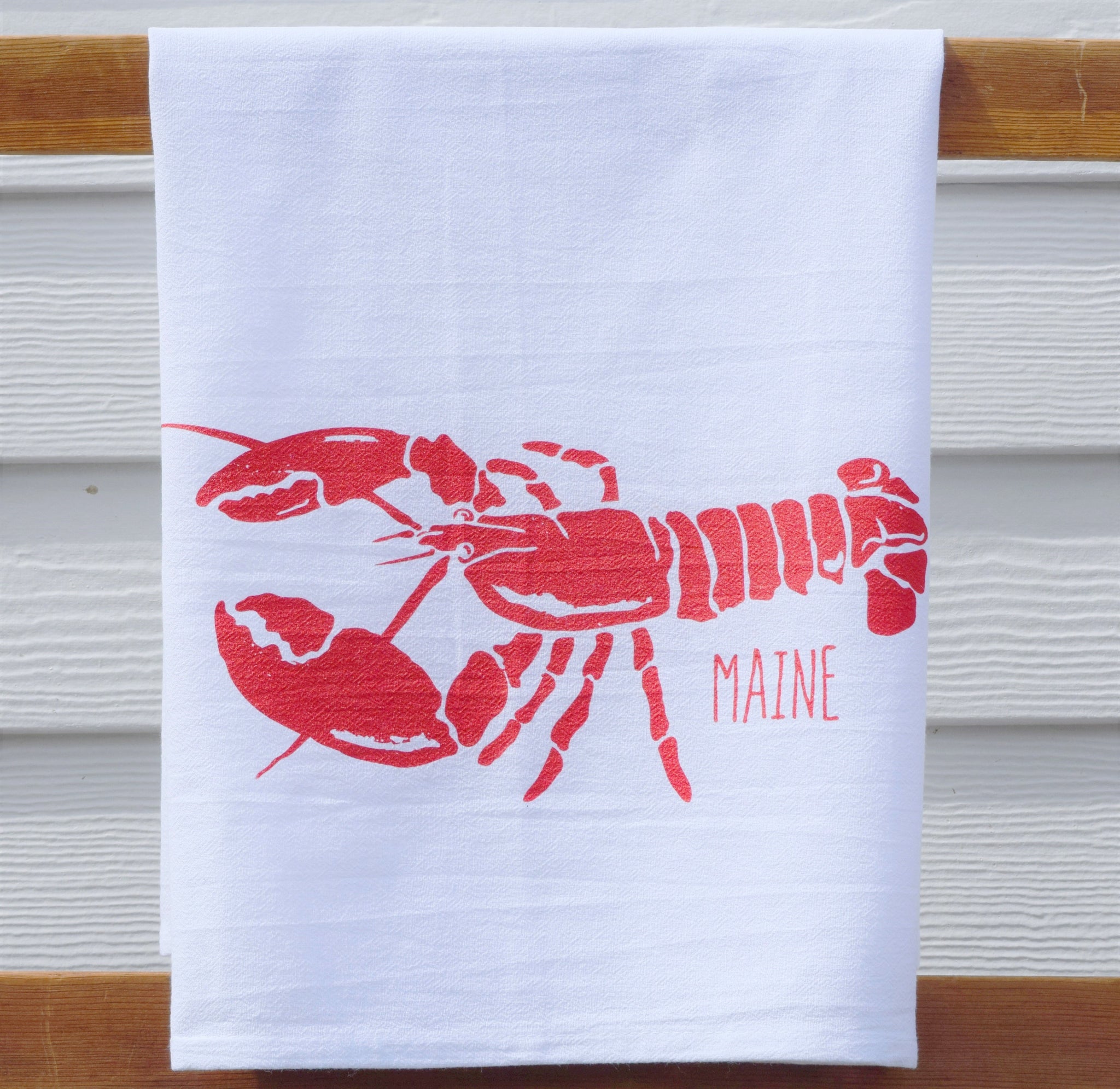 Maine red lobster tea towel