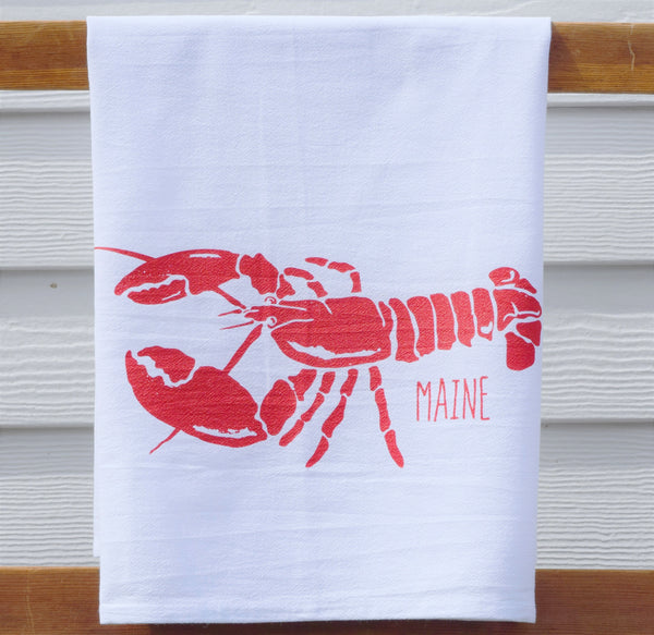 Maine red lobster tea towel