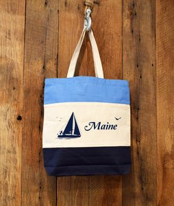 Maine sailboat tote bag